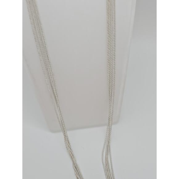 Vintage Petite White & Brass Metal Ball Knotted Tassel Multi Chain 26" Necklace - Picture 4 of 16